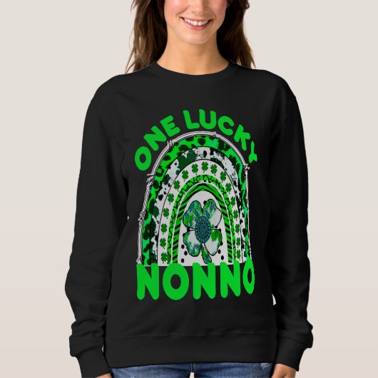 Sweatshirt One Lucky Nonno Good Luck Green Rainbow Shamrock L (Devant)