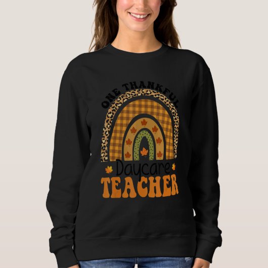 Sweatshirt One Thankful Daycare Teacher Groovy Thanksgiving R (Devant)