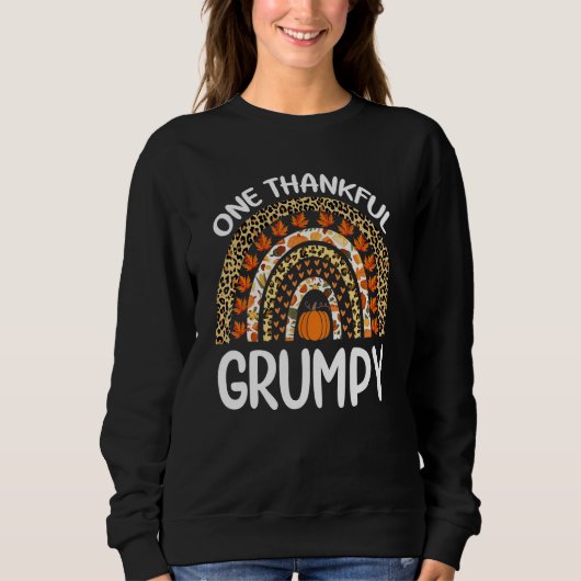 Sweatshirt One Thankful Grumpy Thanksgiving Rainbow Leopard F (Devant)