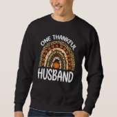 Sweatshirt One Thankful Husband Thanksgiving Rainbow Leopard  (Devant)