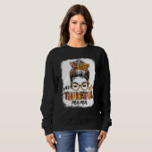 Sweatshirt One Thankful Mama Messy Bun Fall Leaves Autumn Tha (Devant entier)