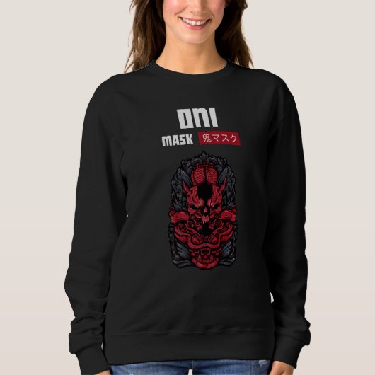 Sweatshirt Oni Masque japonais visage démon Diable Ronin (Devant)