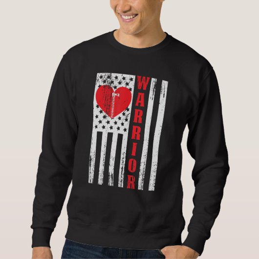 Sweatshirt Open Heart Surgery Warrior US Flag- Heart Patients (Devant)