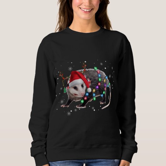 Sweatshirt Opossum Christmas Lights Santa Reindeer Opossum Lo (Devant)