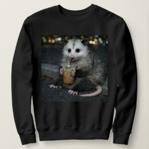 Sweatshirt Opossum drôle buvant un café T-shirt Animal mignon