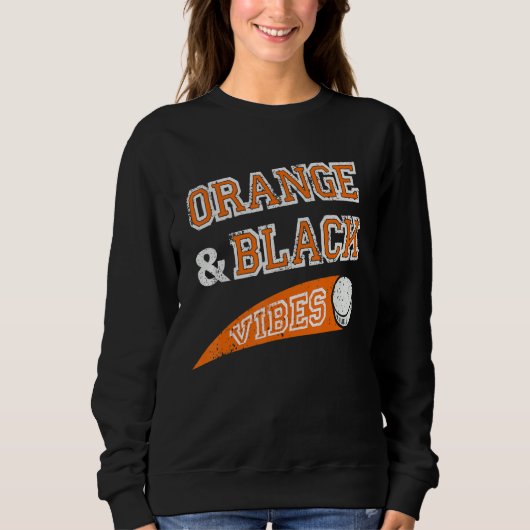 Sweatshirt Orange & Black Vibes Hockey Team Fan (Devant)