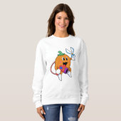 Sweatshirt Orange comme Coiffeur avec ciseaux et sèche-cheveu (Devant entier)
