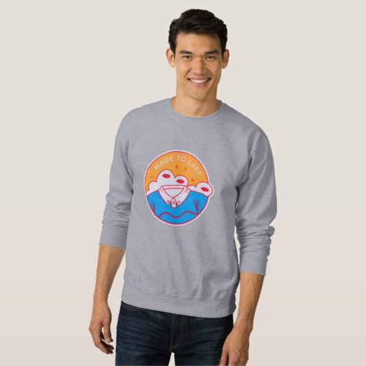 Sweatshirt Orange Rose Néon Bleu Graphique Gras (Devant entier)