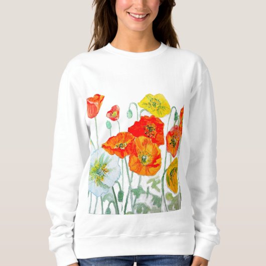Sweatshirt Orange rouge Motif à fleurs (Devant)