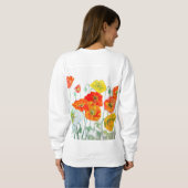 Sweatshirt Orange rouge Motif à fleurs (Dos entier)