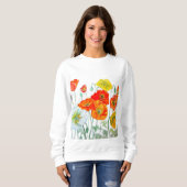 Sweatshirt Orange rouge Motif à fleurs (Devant entier)