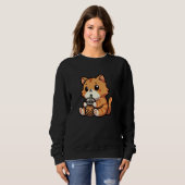 Sweatshirt Orange Tabby Chat Bubble Thé Animateur Amusant Bob (Devant entier)