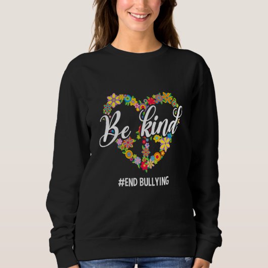 Sweatshirt Orange Unity Day Be Kind End Bullying Floral Peace (Devant)