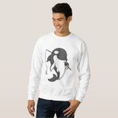 Sweatshirt Orca comme Fisher avec une barre de pêche (Devant entier)