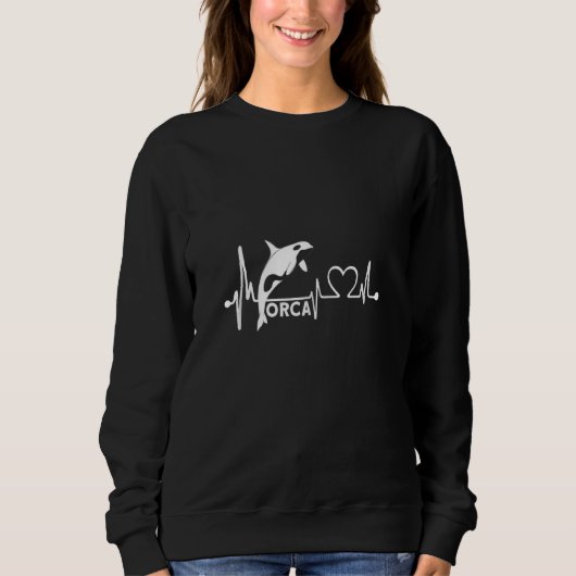 Sweatshirt Orca Dolphin Whale Heartbeat Heart Rate Heart Line (Devant)