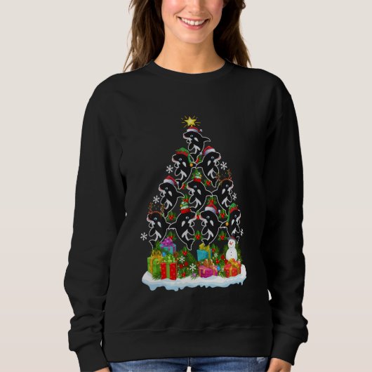 Sweatshirt Orca Fish  Xmas Holiday  Orca Christmas Tree Long  (Devant)