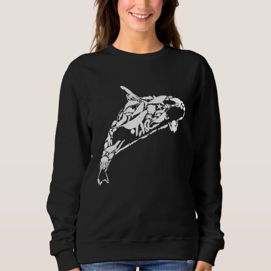Sweatshirt Orca Whale Swimming with the Ocean Family (Devant)