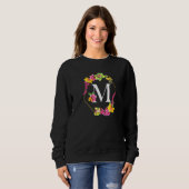 Sweatshirt Orchidées rose jaune vert Monogramme floral initia (Devant entier)