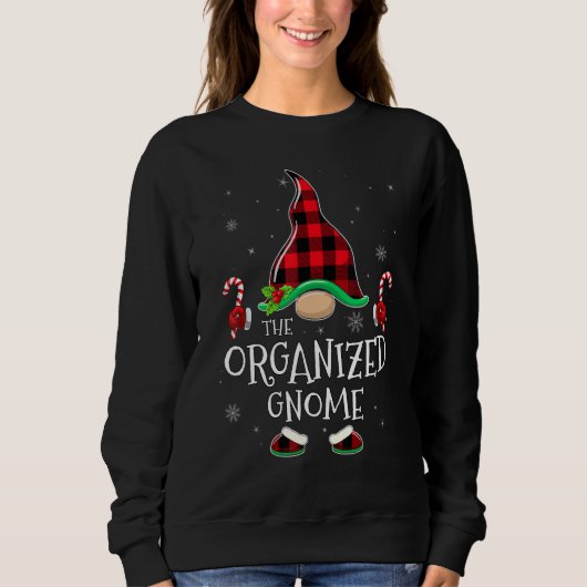 Sweatshirt Organized Gnome Buffalo Plaid Matching Family Chri (Devant)
