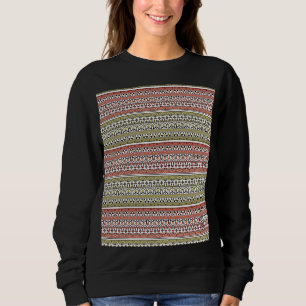 Sweatshirt Ornement ethnique géométrique olive et marron