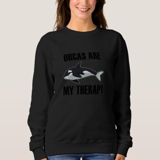 Sweatshirt Orques Comme Thérapie Océan Cute Baleine Long Manc (Devant)