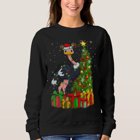 Sweatshirt Ostrich Bird   Xmas Holiday Santa Ostrich Christma (Devant)