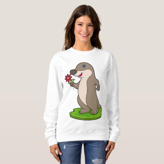 Sweatshirt Otter à fleurs (Devant entier)