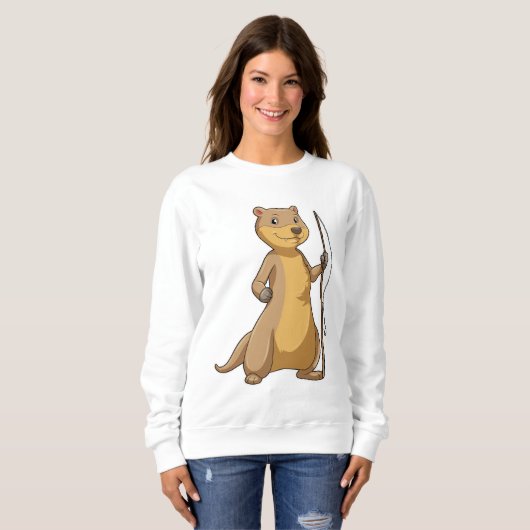 Sweatshirt Otter comme Fisher avec canne à pêche (Devant entier)