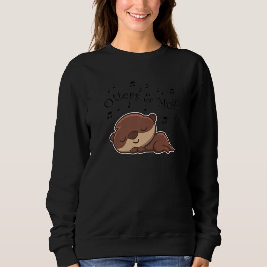 Sweatshirt Otters and Music Notes Musician Clef Cute Sea Otte (Devant)