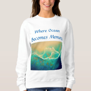 Sweatshirt "Où l'océan devient mémoire" - Vert bleu