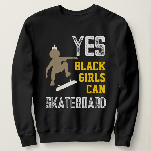 Sweatshirt OUI LES FILLES PEUVENT SKATEBOARD Cool Afro Skater (Design devant)