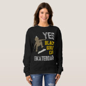 Sweatshirt OUI LES FILLES PEUVENT SKATEBOARD Cool Afro Skater (Devant entier)