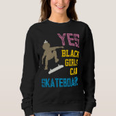 Sweatshirt OUI LES FILLES PEUVENT SKATEBOARD Retro Afro Skate (Devant)