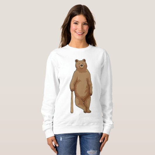 Sweatshirt Ours au baseball avec batte de baseball (Devant entier)