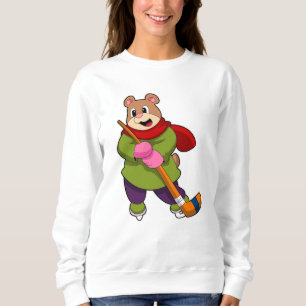 Sweatshirt Ours au hockey sur glace avec bâton de hockey sur 
