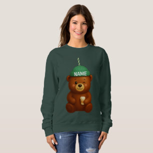 Sweatshirt Ours Barista Nom Personnalisé Ours Barista Perso