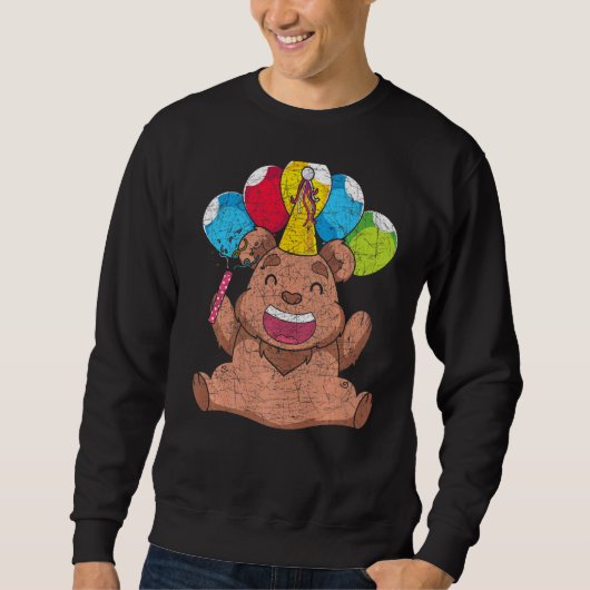 Sweatshirt Ours Brown Anniversaire Fête Forêt Animal Mousse O (Devant)