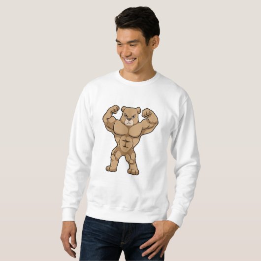 Sweatshirt Ours comme Bodybuilder avec de grands Muscles (Devant entier)