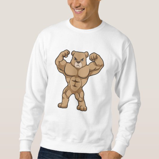 Sweatshirt Ours comme Bodybuilder avec de grands Muscles (Devant)