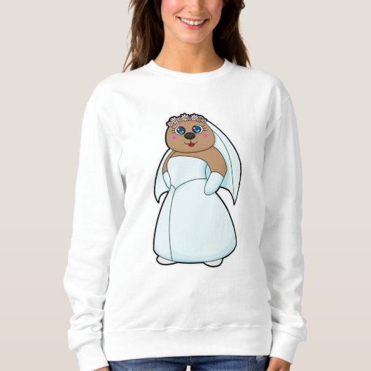 Sweatshirt Ours comme fiancée avec couronne de fleurs (Devant)