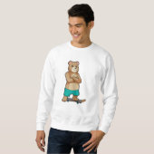 Sweatshirt Ours comme patineur avec skateboard (Devant entier)