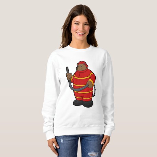 Sweatshirt Ours comme pompier avec tuyau (Devant entier)