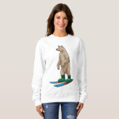 Sweatshirt Ours comme skieur avec ski (Devant entier)