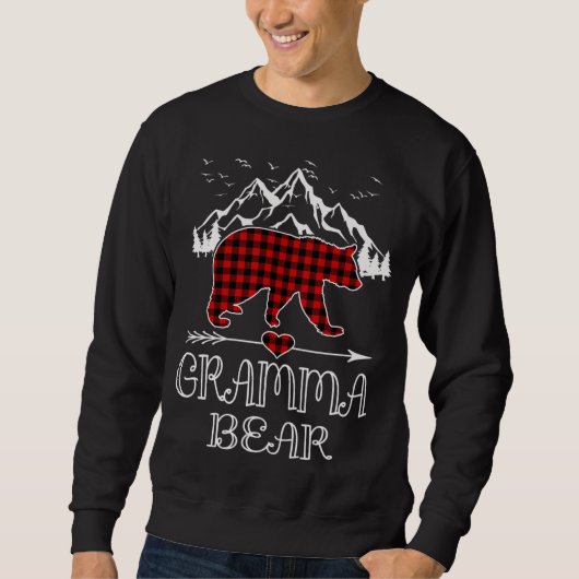 Sweatshirt Ours de grammaire Rouge Buffle Plaid Ours de grand (Devant)