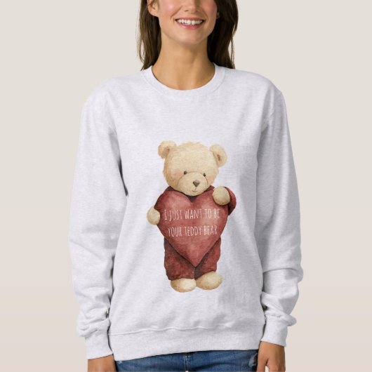 Sweatshirt Ours en peluche cœur rouge (Devant)