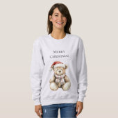 Sweatshirt Ours en peluche de Noël Plaid à la crème (Devant entier)