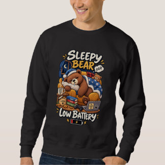 Sweatshirt Ours endormi batterie faible ours drôle et cosy