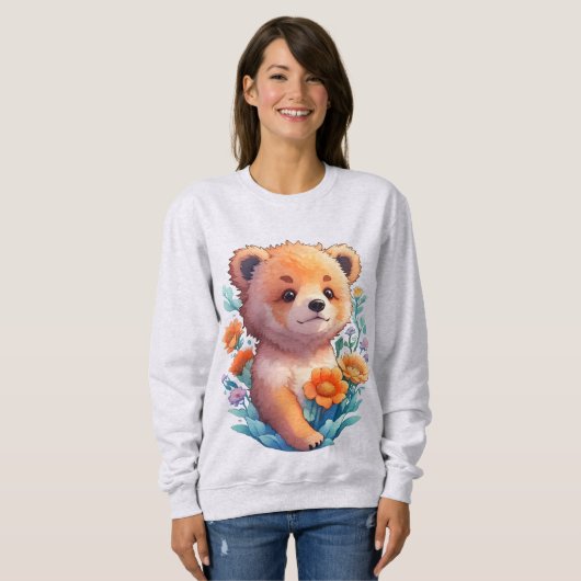 Sweatshirt Ours floral (Devant entier)