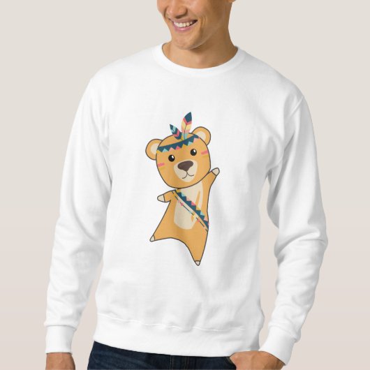 Sweatshirt Ours Jaune Indien Fashant Teddy Plumes mignonnes (Devant)