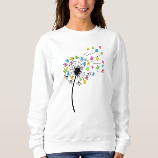 Sweatshirt Ours mignons volants flux de pissenlit (Devant)
